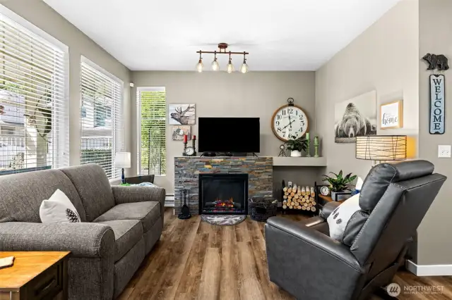 Whether you're binge-watching your favorite show or catching up with a friend, this living room nails that comfy, lived-in feel—with updated finishes and loads of natural light.
