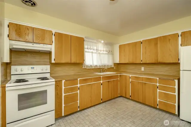 Plentiful cabinets and counter space