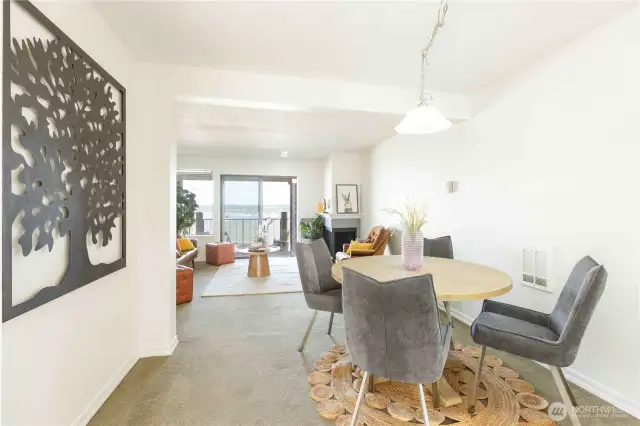 Dining area and living area