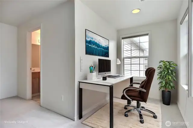 Primary suite nook is perfect for an office area or reading nook.