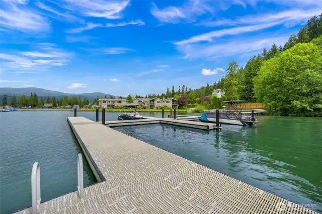 Shared dock with boat slip