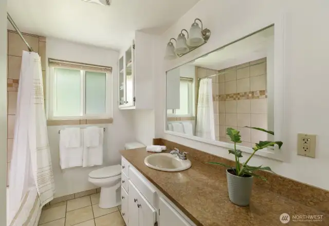 Main Floor bathroom with Tub + Shower