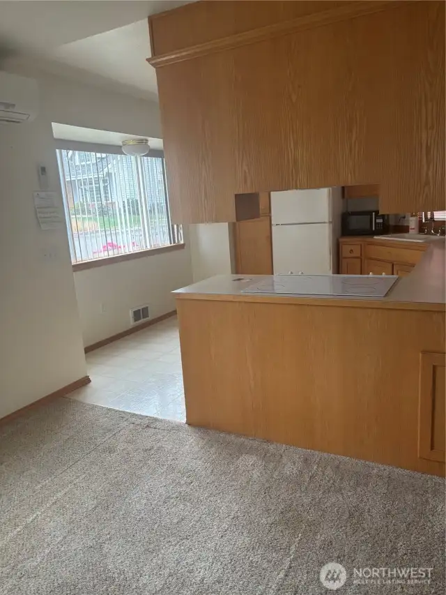 Looking into kitchen dining area