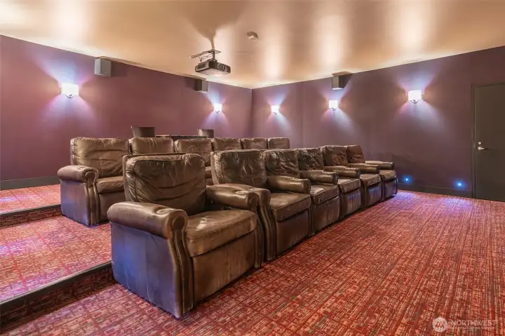Theater Room - South Tower, 1st Floor - Includes: Screen Projector with USB compatibility, reclining leather theater seats, ice maker, microwave and mini fridge.