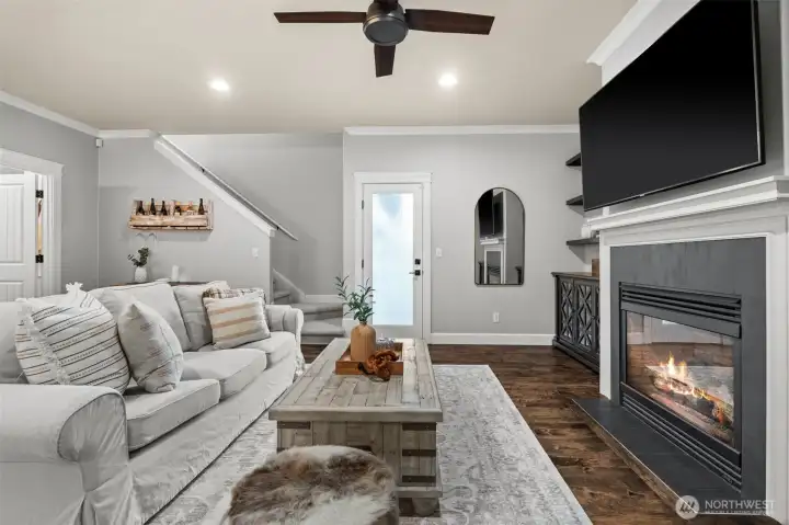 Cozy and inviting living space, perfect for football games or gatherings.