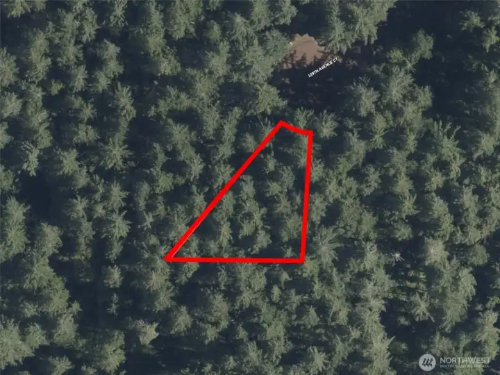 Overhead view with approximate boundaries in red.