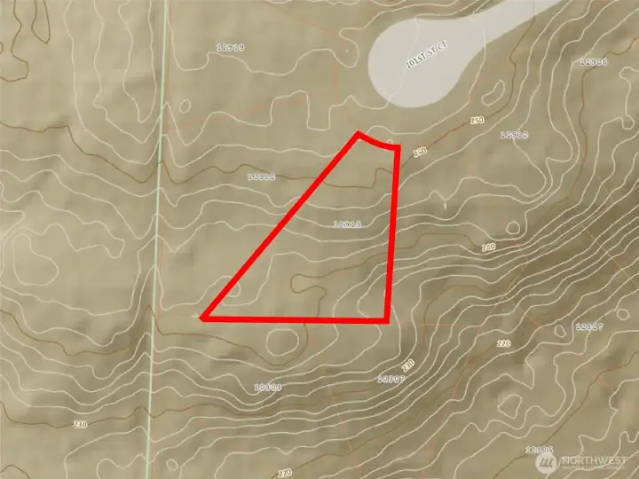 Overhead view with approximate boundaries in red.