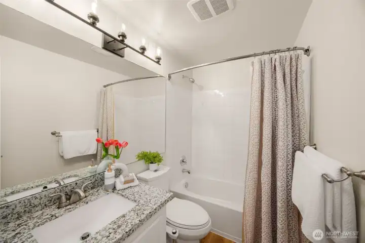 Spacious guest bathroom
