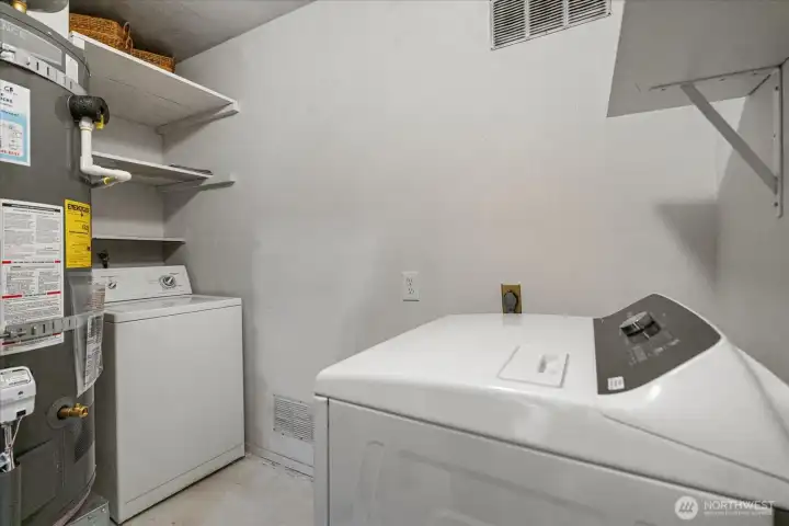 Laundry room/utility room with new hot water heater and just serviced furnace.