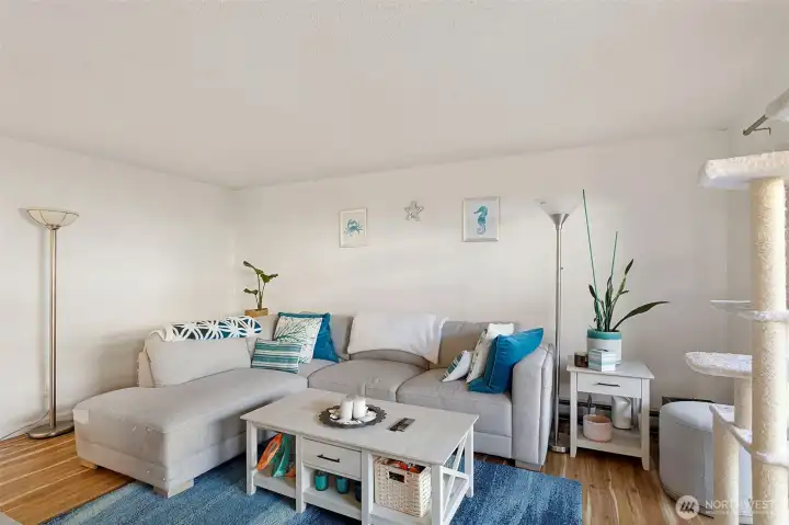 Comfortable living room for relaxing after a day on the lake.