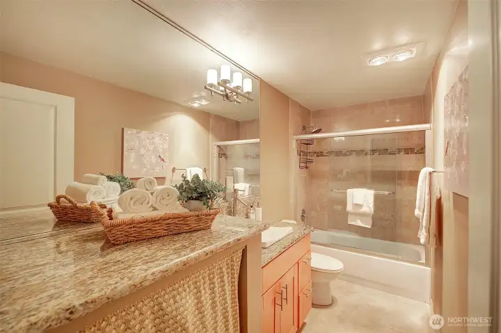 The second bathroom, also with heated floors.