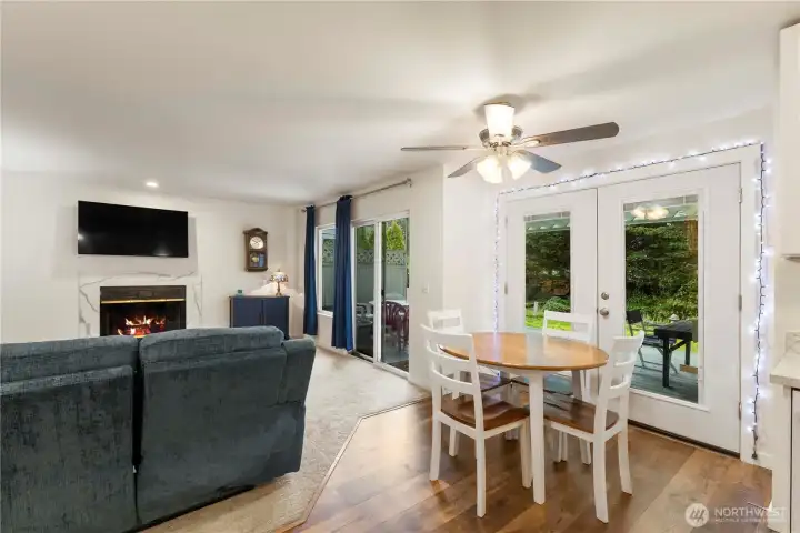 Eat-in kitchen with french doors to the back deck.