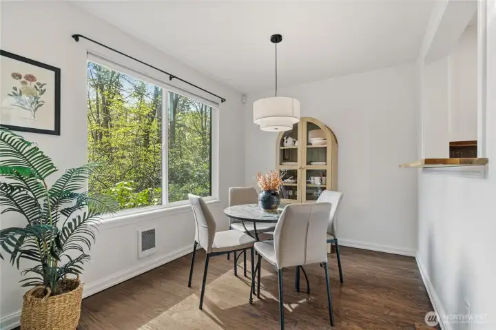 Dining room, with more views of the greenbelt