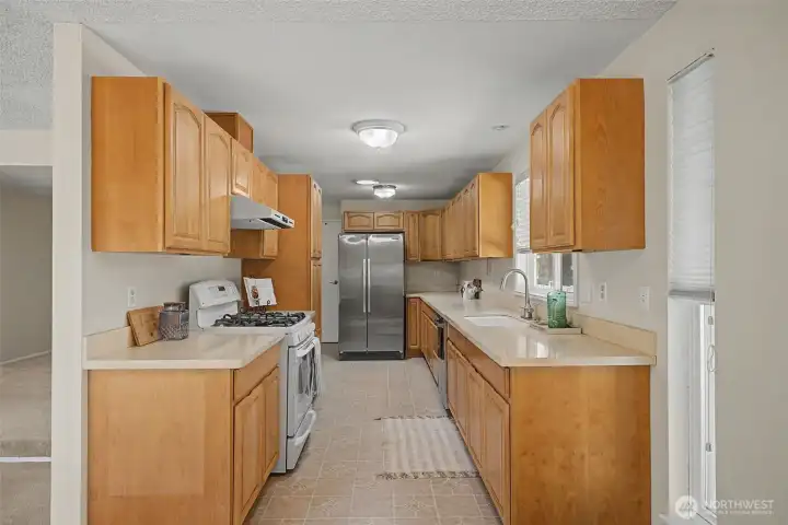 Galley style kitchen with tons of countertop space
