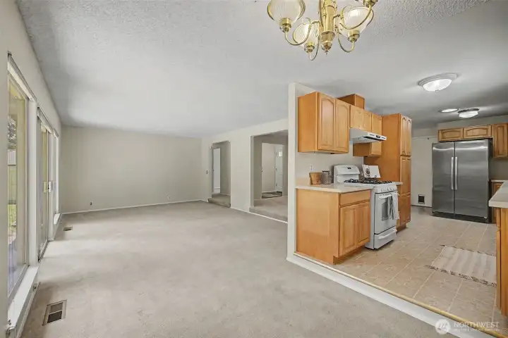 Informal eating area off of kitchen and living room
