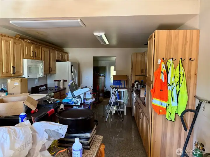 Kitchen with granite tile floors