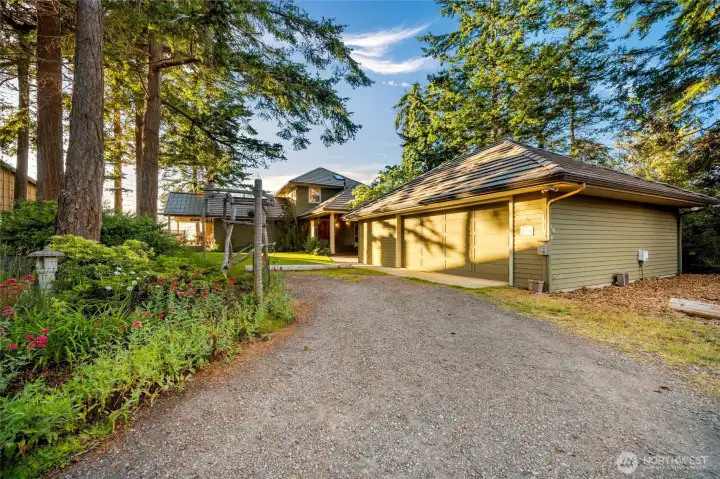 Driveway entrance to your home, gardens, and very own beach