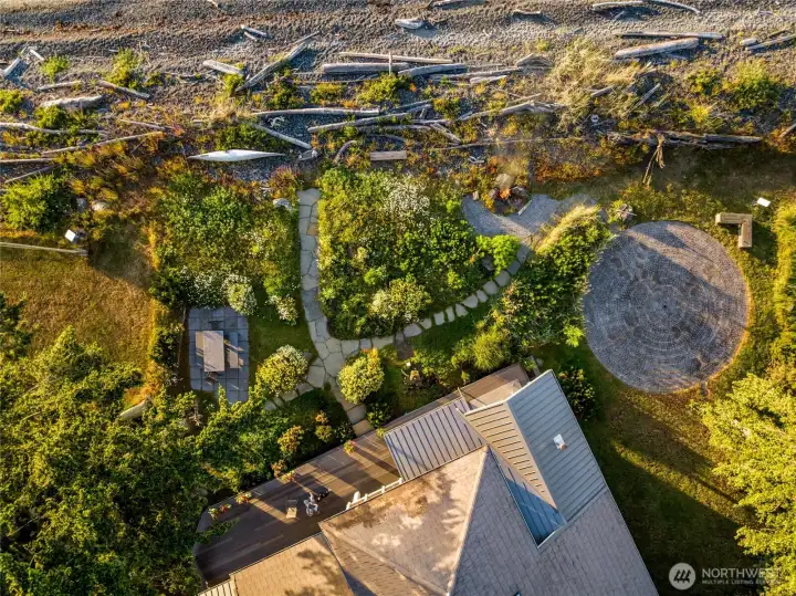 Aerial view of your special world that includes a labyrinth