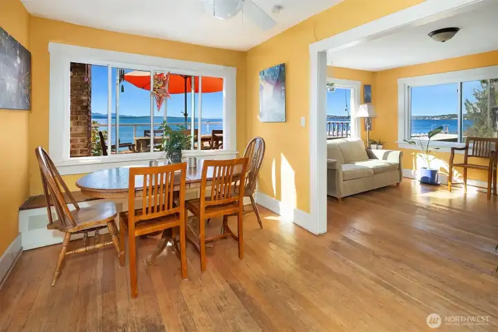 Main floor dining room and living room.