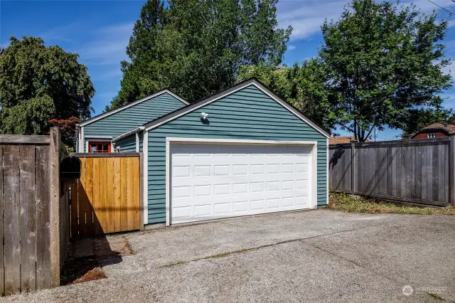 Roomy double garage with fantastic level alley access.