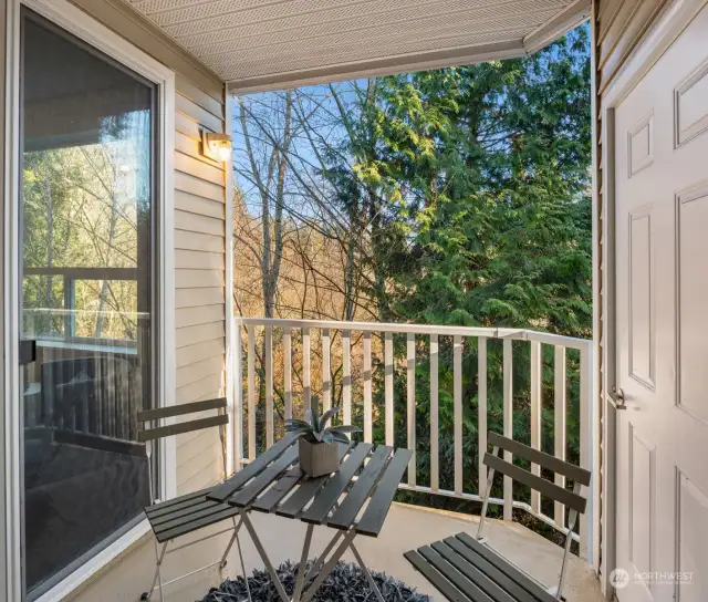 Private balcony with appealing view (also features storage closet not pictured).