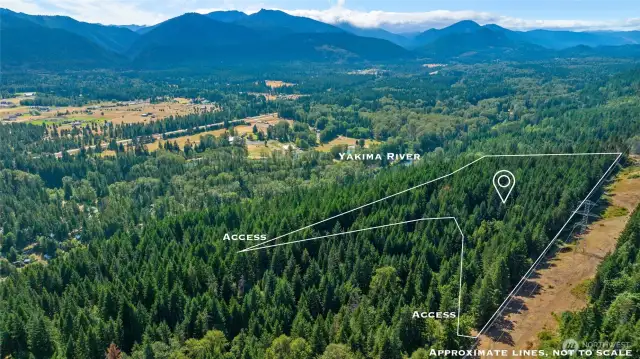 "Access" referring the road used to access the property from Heron Dr. Lines for illustration purposes, not exact.
