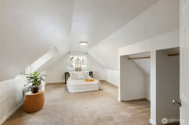 Upstairs, you’ll find 3 spacious bedrooms with plenty of closets, and enticing architectural lines.