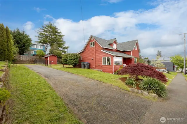Plenty of off street parking, with space for a future detached garage. walking distance to Seattle ferry and shipyard