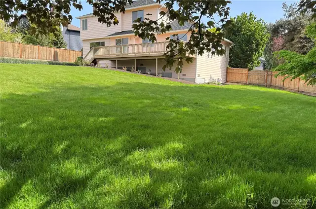 Grass is green all year long with sprinkler system.