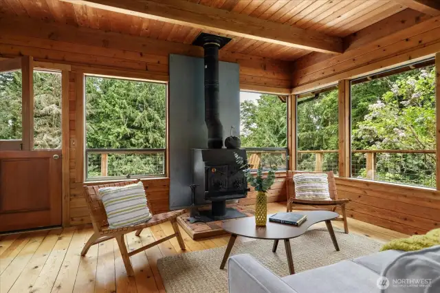 The efficiency of a robust wood stove means very cozy winters.