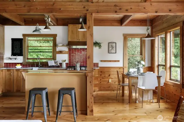Living room opens to kitchen and dining space.