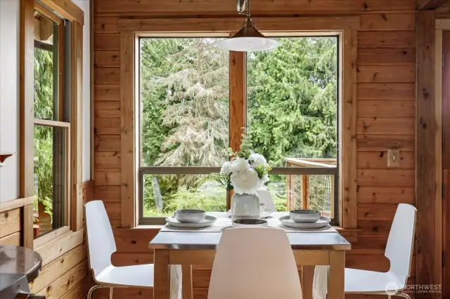 Light, bright, and cozy spot for meals.