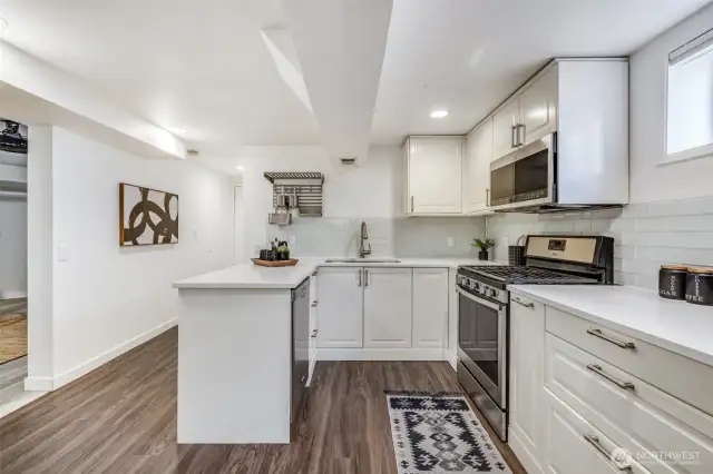 The west facing home helps give this basement all the light through plenty of windows in each room.