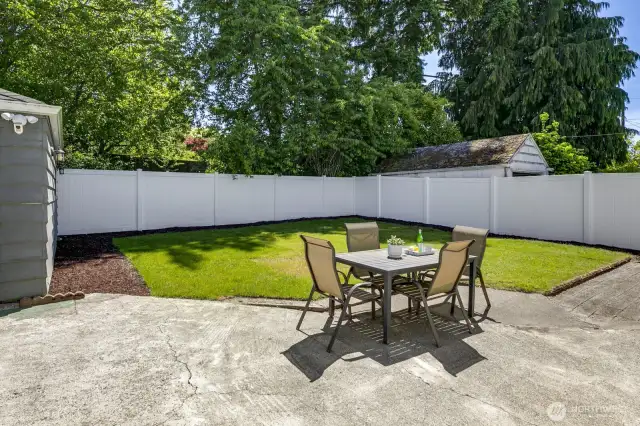 Fully fenced backyard to keep Fido in the yard and have a little privacy.