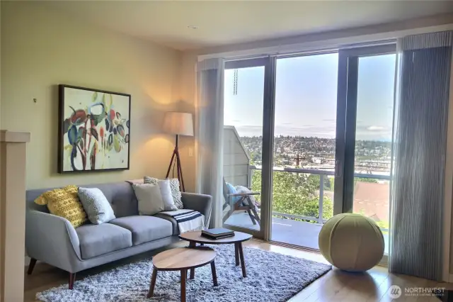 Great views from the living room with lg slider to the deck.