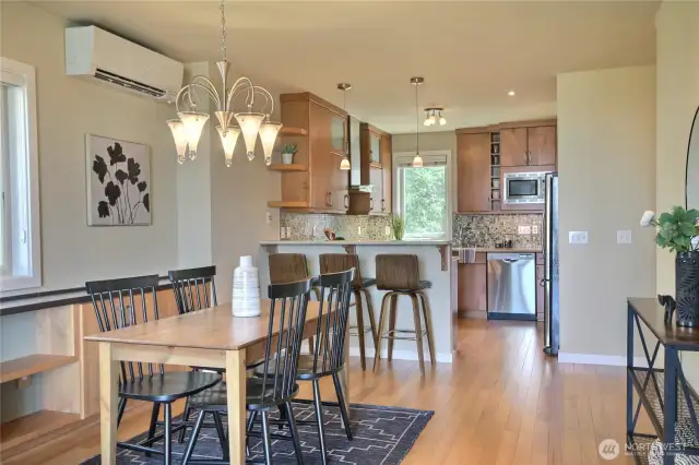 Looking from the living room to the dining/kitchen.