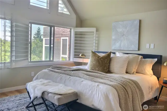 The primary bedroom is gorgeous.