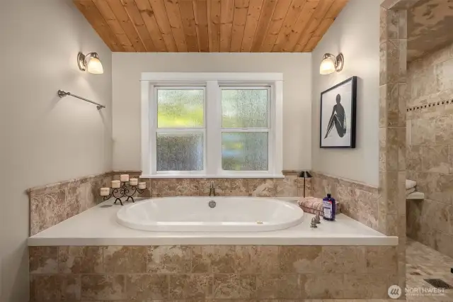 Home is thoughtfully equipped with TWO 50 gallon tanks so filling the tub is no problem.