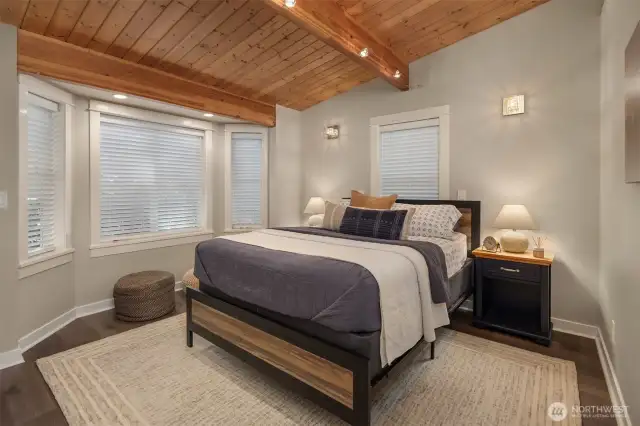 1st of three additional bedrooms. Large closet to the left with hanging racks and drawers