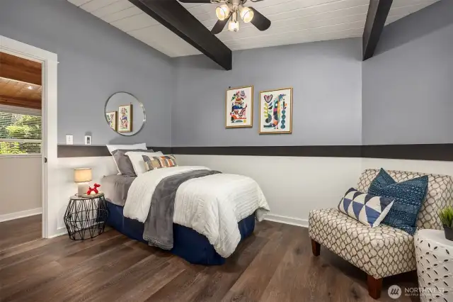 Last of three additional bedrooms, room includes built in drawers in closet just behind the camera!