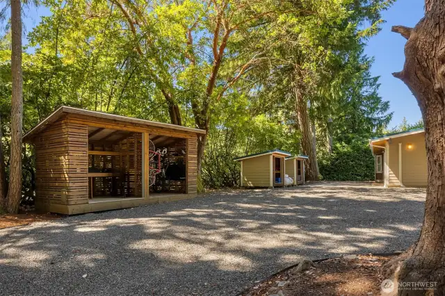 Home has 4 sheds which are an excellent place to keep outdoor gear and tools out of the rain and sun.