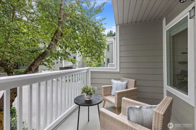 One of three outdoor patio/deck spaces, perfect for morning coffee.