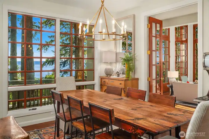 Dining area can accomodate a large table with seating for 8-10.