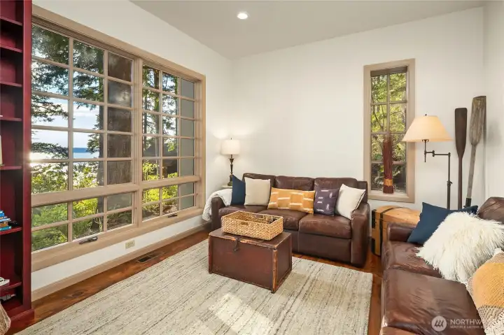 Large first floor study/office with water views.