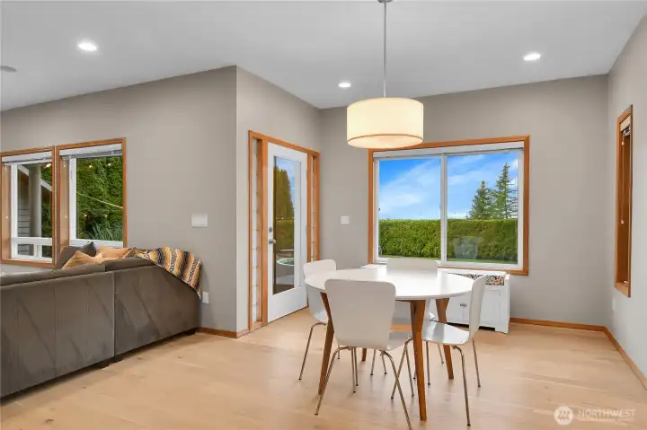 Eating area off kitchen with access to backyard