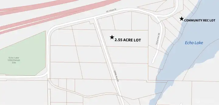 Location to lot compared to community rec lot and Echo lake