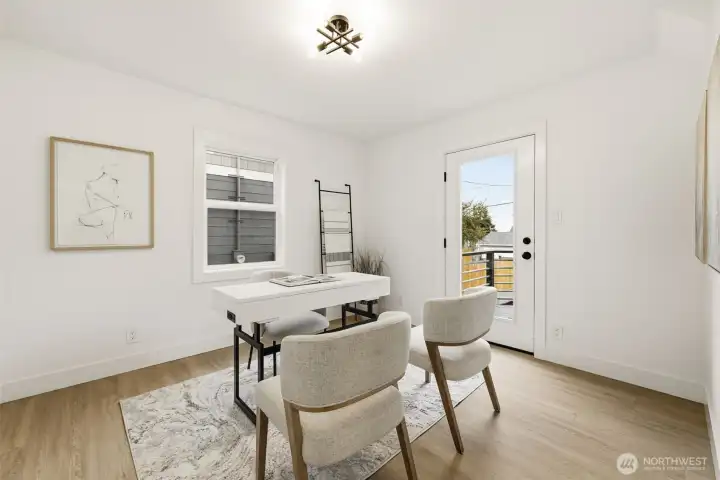 2nd bedroom on main floor. Door leads to fabulous backyard.