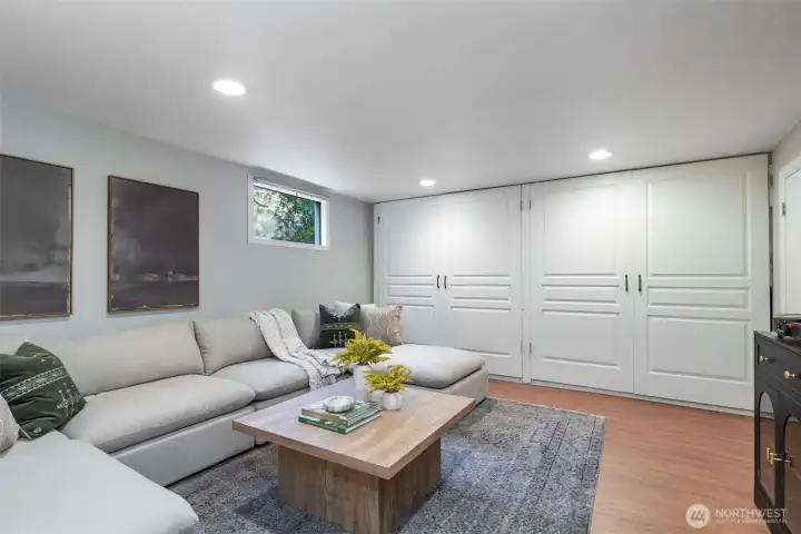 Large flex/rec room with even more storage!