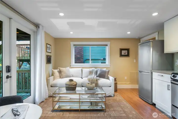 Lovely 1-bedroom ADU has its own entrance, laundry and electrical panel. Sellers have had great success with this unit as a rental.