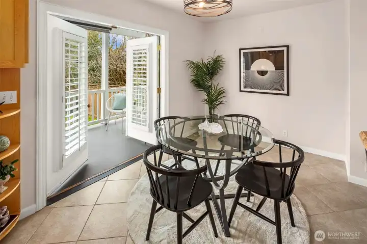 French doors swing out and let the fresh air in!